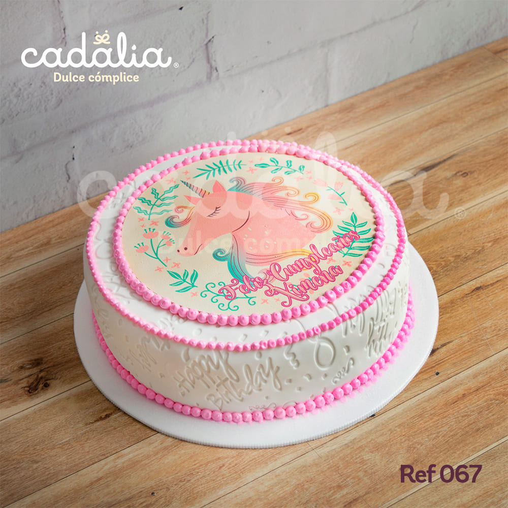 Torta personalizada Cadalia, foto unicornio feliz cumpleaños